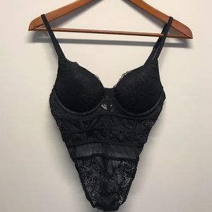 La senza minimal push up lace black body suit